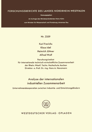 Buchcover Analyse der internationalen industriellen Zusammenarbeit  | EAN 9783322885791 | ISBN 3-322-88579-8 | ISBN 978-3-322-88579-1