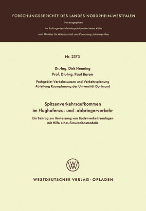 Buchcover Spitzenverkehrsaufkommen im Flughafenzu- und -abbringerverkehr | Dirk Henning | EAN 9783322885838 | ISBN 3-322-88583-6 | ISBN 978-3-322-88583-8