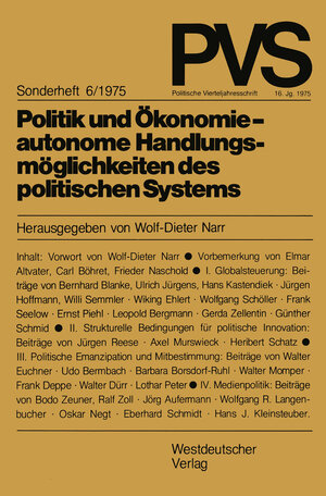 Buchcover Politik und Ökonomie — autonome Handlungsmöglichkeiten des politischen Systems  | EAN 9783322886293 | ISBN 3-322-88629-8 | ISBN 978-3-322-88629-3