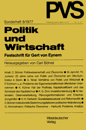 Buchcover Politik und Wirtschaft  | EAN 9783322886309 | ISBN 3-322-88630-1 | ISBN 978-3-322-88630-9