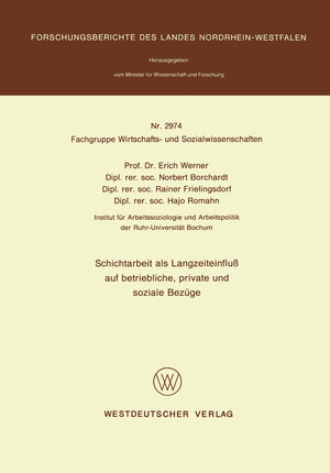 Buchcover Schichtarbeit als Langzeiteinfluß auf betriebliche, private und soziale Bezüge  | EAN 9783322887054 | ISBN 3-322-88705-7 | ISBN 978-3-322-88705-4