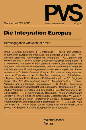 Buchcover Die Integration Europas  | EAN 9783322887207 | ISBN 3-322-88720-0 | ISBN 978-3-322-88720-7