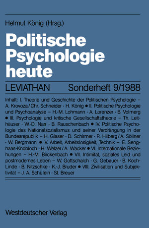Buchcover Politische Psychologie heute  | EAN 9783322887658 | ISBN 3-322-88765-0 | ISBN 978-3-322-88765-8