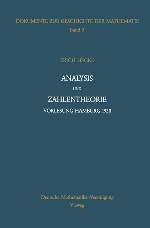Buchcover Analysis und Zahlentheorie | Erich Hecke | EAN 9783322891716 | ISBN 3-322-89171-2 | ISBN 978-3-322-89171-6