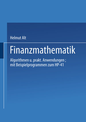 Buchcover Finanzmathematik | Alt Helmut | EAN 9783322897206 | ISBN 3-322-89720-6 | ISBN 978-3-322-89720-6