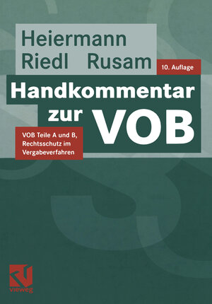 Buchcover Handkommentar zur VOB | Wolfgang Heiermann | EAN 9783322928184 | ISBN 3-322-92818-7 | ISBN 978-3-322-92818-4