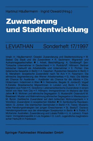 Buchcover Zuwanderung und Stadtentwicklung  | EAN 9783322956118 | ISBN 3-322-95611-3 | ISBN 978-3-322-95611-8