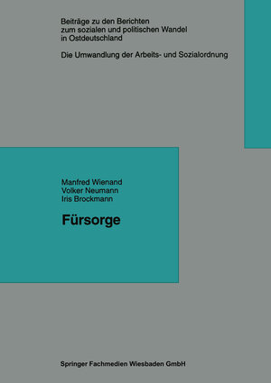 Buchcover Fürsorge  | EAN 9783322957948 | ISBN 3-322-95794-2 | ISBN 978-3-322-95794-8