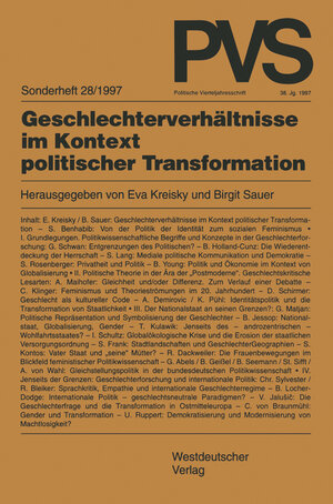 Buchcover Geschlechterverhältnisse im Kontext politischer Transformation  | EAN 9783322970831 | ISBN 3-322-97083-3 | ISBN 978-3-322-97083-1