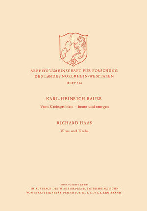 Buchcover Vom Krebsproblem — heute und morgen. Virus und Krebs | Richard Haas | EAN 9783322984098 | ISBN 3-322-98409-5 | ISBN 978-3-322-98409-8