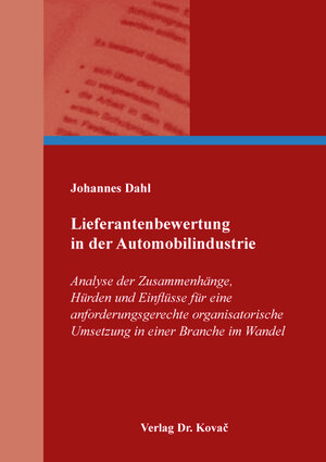 Buchcover Lieferantenbewertung in der Automobilindustrie | Johannes Dahl | EAN 9783339138941 | ISBN 3-339-13894-X | ISBN 978-3-339-13894-1