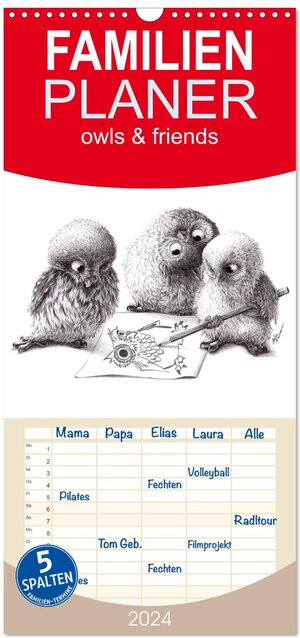 Buchcover Familienplaner 2024 - owls & friends 2024 mit 5 Spalten (Wandkalender, 21 x 45 cm) CALVENDO | Stefan Kahlhammer | EAN 9783383077425 | ISBN 3-383-07742-X | ISBN 978-3-383-07742-5