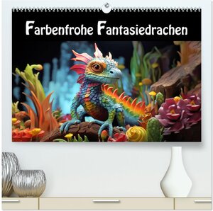Buchcover Farbenfrohe Fantasiedrachen (hochwertiger Premium Wandkalender 2024 DIN A2 quer), Kunstdruck in Hochglanz | Liselotte Brunner-Klaus | EAN 9783383738609 | ISBN 3-383-73860-4 | ISBN 978-3-383-73860-9