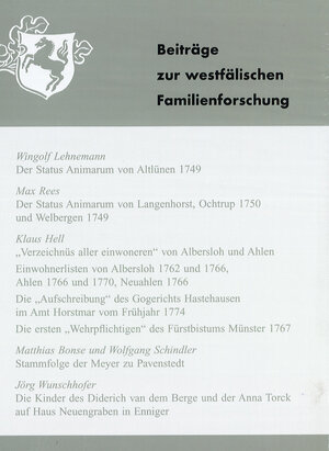 Buchcover Beiträge zur westfälischen Familienforschung  | EAN 9783402051184 | ISBN 3-402-05118-4 | ISBN 978-3-402-05118-4