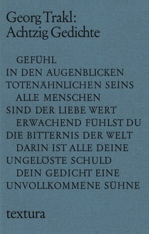 Buchcover Achtzig Gedichte | Georg Trakl | EAN 9783406607400 | ISBN 3-406-60740-3 | ISBN 978-3-406-60740-0