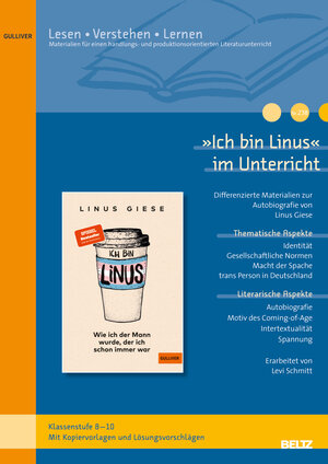 Buchcover »Ich bin Linus« im Unterricht | Levi Schmitt | EAN 9783407824219 | ISBN 3-407-82421-1 | ISBN 978-3-407-82421-9