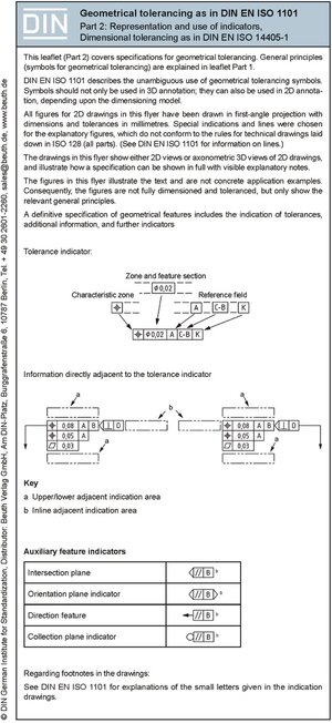 Buchcover Geometrical tolerancing according to DIN EN ISO 1101- Part 2 -2D/3D-Presentation incl. dimensional tolerancing Fold-out leaflet | Harry Bertschat | EAN 9783410263807 | ISBN 3-410-26380-2 | ISBN 978-3-410-26380-7