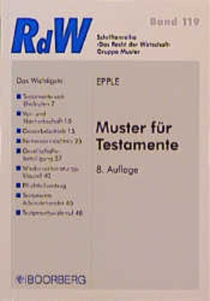 Buchcover Muster für Testamente | Karl Haegele | EAN 9783415025486 | ISBN 3-415-02548-9 | ISBN 978-3-415-02548-6