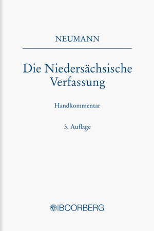 Buchcover Die Niedersächsische Verfassung | Heinzgeorg Neumann | EAN 9783415026513 | ISBN 3-415-02651-5 | ISBN 978-3-415-02651-3