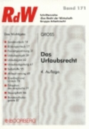 Buchcover Das Urlaubsrecht | Christoph Gross | EAN 9783415031753 | ISBN 3-415-03175-6 | ISBN 978-3-415-03175-3