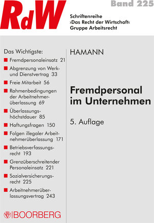 Buchcover Fremdpersonal im Unternehmen | Wolfgang Hamann | EAN 9783415059238 | ISBN 3-415-05923-5 | ISBN 978-3-415-05923-8