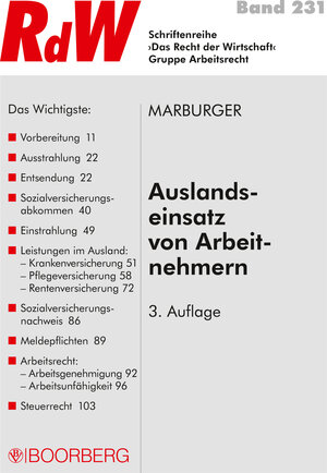 Buchcover Auslandseinsatz von Arbeitnehmern | Horst Marburger | EAN 9783415060609 | ISBN 3-415-06060-8 | ISBN 978-3-415-06060-9