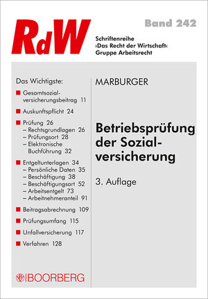Buchcover Betriebsprüfung der Sozialversicherung | Horst Marburger | EAN 9783415065871 | ISBN 3-415-06587-1 | ISBN 978-3-415-06587-1