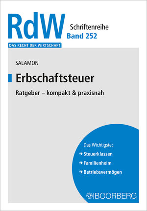 Buchcover Erbschaftsteuer | Michael Salamon | EAN 9783415067523 | ISBN 3-415-06752-1 | ISBN 978-3-415-06752-3