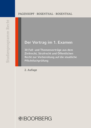 Buchcover Der Vortrag im 1. Examen | Martin Pagenkopf | EAN 9783415069909 | ISBN 3-415-06990-7 | ISBN 978-3-415-06990-9