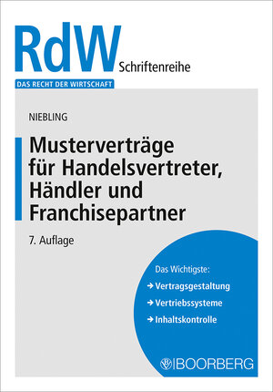 Buchcover Musterverträge für Handelsvertreter, Händler und Franchisepartner | Jürgen Niebling | EAN 9783415072763 | ISBN 3-415-07276-2 | ISBN 978-3-415-07276-3