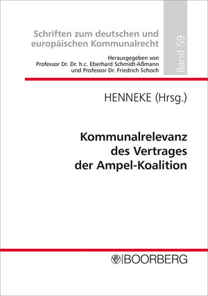 Buchcover Kommunalrelevanz des Vertrages der Ampel-Koalition  | EAN 9783415073425 | ISBN 3-415-07342-4 | ISBN 978-3-415-07342-5