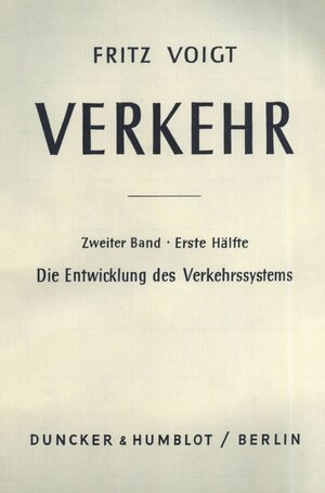 Buchcover Verkehr. | Fritz Voigt | EAN 9783428015924 | ISBN 3-428-01592-4 | ISBN 978-3-428-01592-4
