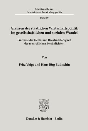 Buchcover Grenzen der staatlichen Wirtschaftspolitik im gesellschaftlichen und sozialen Wandel. | Fritz Voigt | EAN 9783428035984 | ISBN 3-428-03598-4 | ISBN 978-3-428-03598-4
