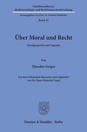 Buchcover Über Moral und Recht. | Theodor Geiger | EAN 9783428045549 | ISBN 3-428-04554-8 | ISBN 978-3-428-04554-9