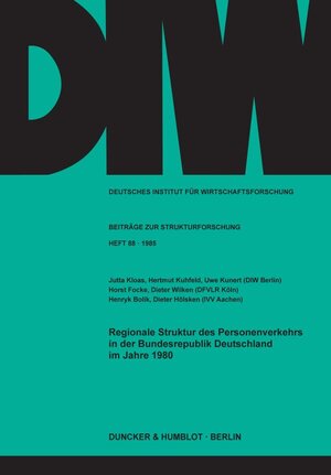 Buchcover Regionale Struktur des Personenverkehrs in der Bundesrepublik Deutschland im Jahre 1980. | Jutta Kloas | EAN 9783428059614 | ISBN 3-428-05961-1 | ISBN 978-3-428-05961-4