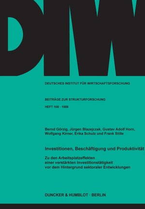 Buchcover Investitionen, Beschäftigung und Produktivität. | Bernd Görzig | EAN 9783428065677 | ISBN 3-428-06567-0 | ISBN 978-3-428-06567-7