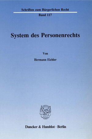 Buchcover System des Personenrechts. | Hermann Eichler | EAN 9783428066872 | ISBN 3-428-06687-1 | ISBN 978-3-428-06687-2