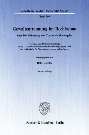Buchcover Gewaltentrennung im Rechtsstaat.  | EAN 9783428067978 | ISBN 3-428-06797-5 | ISBN 978-3-428-06797-8