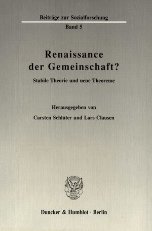 Buchcover Renaissance der Gemeinschaft?  | EAN 9783428070275 | ISBN 3-428-07027-5 | ISBN 978-3-428-07027-5