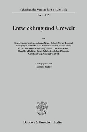Buchcover Entwicklung und Umwelt.  | EAN 9783428073887 | ISBN 3-428-07388-6 | ISBN 978-3-428-07388-7