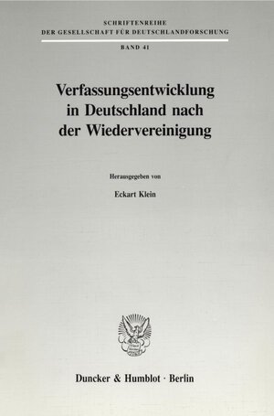 Buchcover Verfassungsentwicklung in Deutschland nach der Wiedervereinigung.  | EAN 9783428079445 | ISBN 3-428-07944-2 | ISBN 978-3-428-07944-5