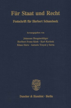 Buchcover Für Staat und Recht.  | EAN 9783428079452 | ISBN 3-428-07945-0 | ISBN 978-3-428-07945-2