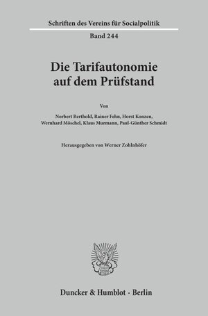 Buchcover Die Tarifautonomie auf dem Prüfstand.  | EAN 9783428086153 | ISBN 3-428-08615-5 | ISBN 978-3-428-08615-3