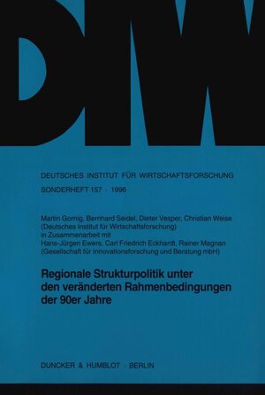 Buchcover Regionale Strukturpolitik unter den veränderten Rahmenbedingungen der 90er Jahre. | Martin Gornig | EAN 9783428087150 | ISBN 3-428-08715-1 | ISBN 978-3-428-08715-0