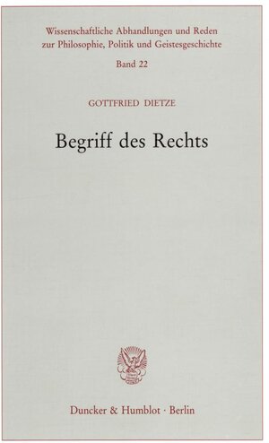 Buchcover Begriff des Rechts. | Gottfried Dietze | EAN 9783428090945 | ISBN 3-428-09094-2 | ISBN 978-3-428-09094-5