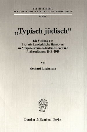 Buchcover "Typisch jüdisch". | Gerhard Lindemann | EAN 9783428093120 | ISBN 3-428-09312-7 | ISBN 978-3-428-09312-0