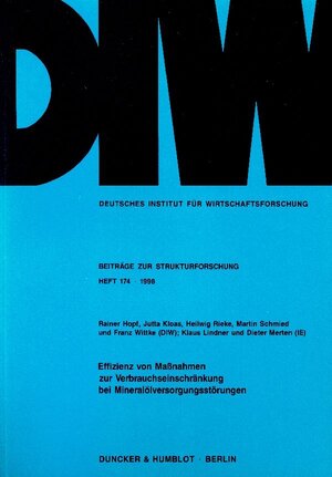 Buchcover Effizienz von Maßnahmen zur Verbrauchseinschränkung bei Mineralölversorgungsstörungen. | Rainer Hopf | EAN 9783428094820 | ISBN 3-428-09482-4 | ISBN 978-3-428-09482-0