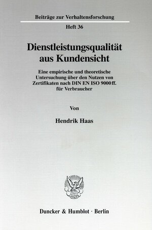 Buchcover Dienstleistungsqualität aus Kundensicht. | Hendrik Haas | EAN 9783428095254 | ISBN 3-428-09525-1 | ISBN 978-3-428-09525-4