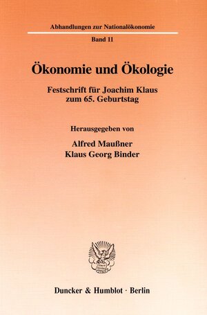 Buchcover Ökonomie und Ökologie.  | EAN 9783428095483 | ISBN 3-428-09548-0 | ISBN 978-3-428-09548-3