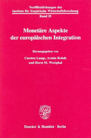 Buchcover Monetäre Aspekte der europäischen Integration.  | EAN 9783428095674 | ISBN 3-428-09567-7 | ISBN 978-3-428-09567-4